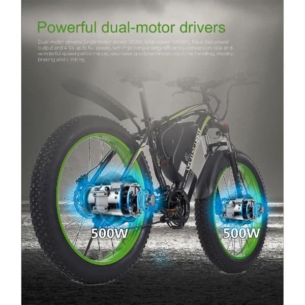 GOGOBEST Elcykel GF700 MTB Elcykel för vuxna, 26" elektrisk Fat Bike, Shimano 21 Speed