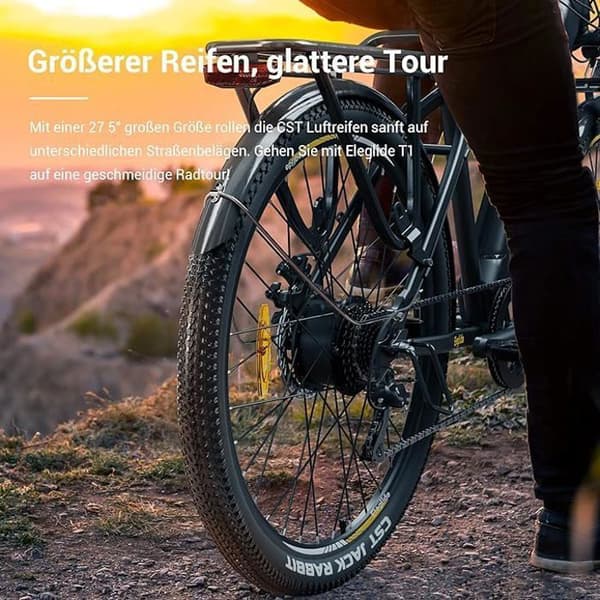 Eleglide E-Bike, T1 27,5'' Trekking E-Cityrad elcykel med 13Ah batteri, 100KM Lang Range, 250W motor, Shimano 7 speed