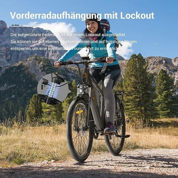 Eleglide E-Bike, T1 27,5'' Trekking E-Cityrad elcykel med 13Ah batteri, 100KM Lang Range, 250W motor, Shimano 7 speed