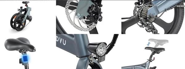 Elcykel DYU T1 250W 25km/h 10ah 26V 30KM magnesiumlegeringshjul 20" grå