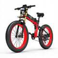 Miniatyrbild 1 av 6: Bezior X-PLUS elcykel, 45KM/H E-cykel bredare ram, aluminium, 26" hjul, 1500W 48V 17,5AH svart-röd