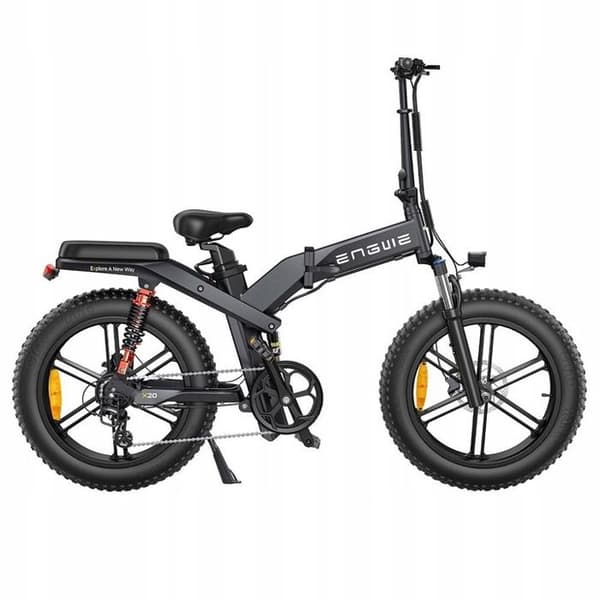 Engwe X20 elcykel M ram aluminiumhjul 24" svart 1000W Bateria 48V 14,4Ah + 7,8Ah (dubbelbatteriversion)