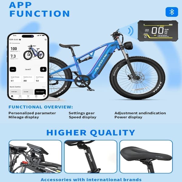 DUOTTS E26 elcykel för vuxen, Bafang 750W motor, Samsung 20AH batteri, 26*4.0 terrängdäck, 2 alternativ för färgbyte.