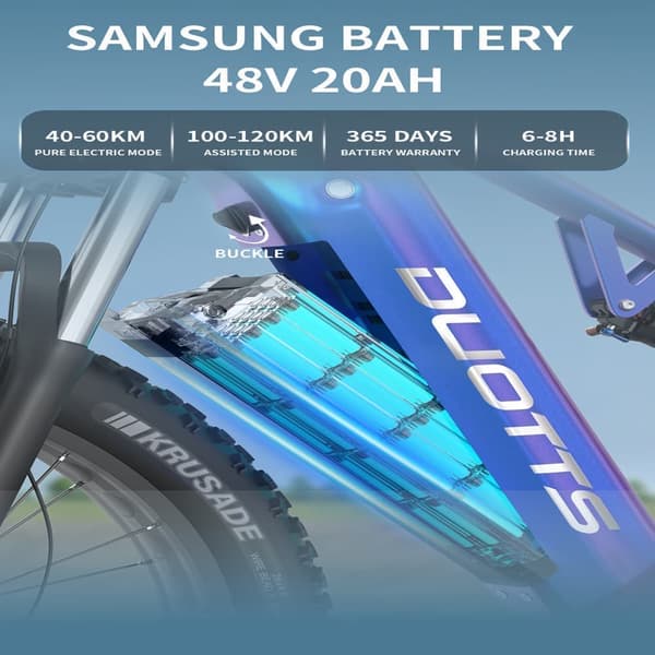 DUOTTS E26 elcykel för vuxen, Bafang 750W motor, Samsung 20AH batteri, 26*4.0 terrängdäck, 2 alternativ för färgbyte.