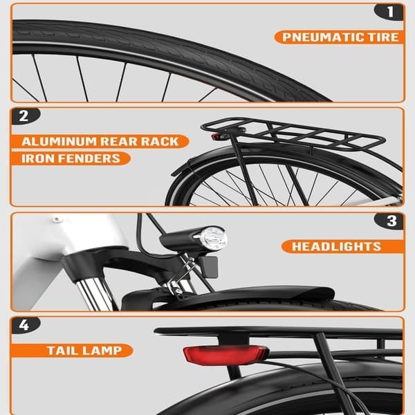 OneSport OT07 kaupunkisähköpyörä, 250W keskelle asennettu Bafang-moottori, 10.4AH akku, 25KM/H, ilman kaasua.