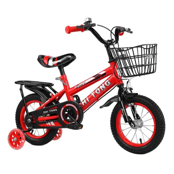 Barncykel, Justerbar Höjd, Avtagbar Korg,Rosa 14 tum Red 14inch