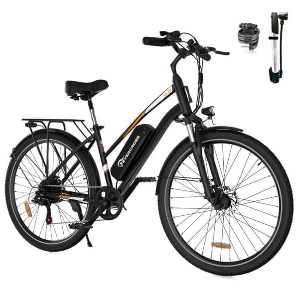 EVERCROSS TECH 28" EK28 elcykel - löstagbart batteri 48V 15Ah 250W motor 7-växlad dubbla skivbromsar - svart