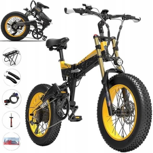 LANKELEISI X3000 PLUS elcykel 17,5Ah 48V 1000W 43KM-H aluminiumhjul 20" gul