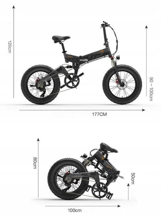 Bezior XF200 elcykel, 1000W elcykelram aluminiumhjul 20 tum 48v 15ah svart