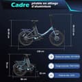 Miniatyrbild 4 av 6: Fafrees F20 Varaktig elcykel, 250W motor, 18,2Ah batteri, 20"*1,95" däck, SHIMANO 7 Speed, Mist Blue.