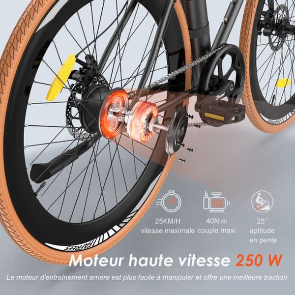 Fafrees F1 elektrisk landsvägscykel, 250W motor, 10Ah batteri, 700C*38C däck, svart