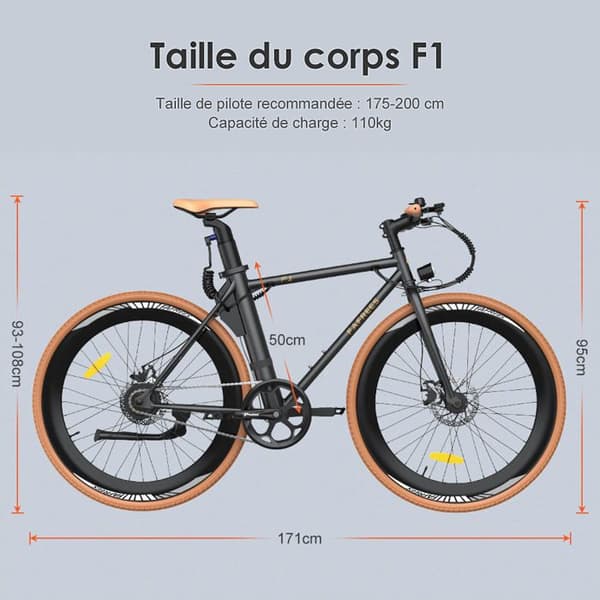 Fafrees F1 elektrisk landsvägscykel, 250W motor, 10Ah batteri, 700C*38C däck, svart