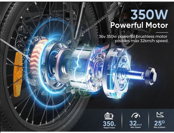 Samebike CY20 hopfällbar elcykel 560 W 32 km/h 20" Mountainbike grön