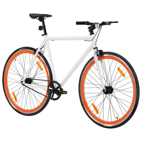 Fixed gear cykel vit och orange 700c 59 cm