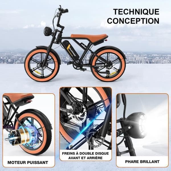 COLORWAY BK29 Elcykel, 20" E-BIKE för all terräng med 4.0 Fat Tire, 250W motor och 48V 15Ah batteri, Shimano 7 Speed