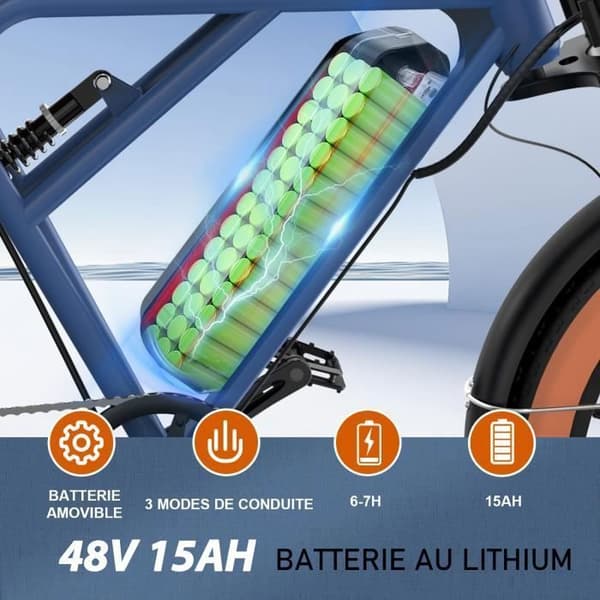 FÄRGSÄTTNING BK29 – Elektrisk Terrängcykel 20" Fat Bike 4.0, Motor 250W, Batteri 48V 15Ah, Shimano 7 Växlar – Blå