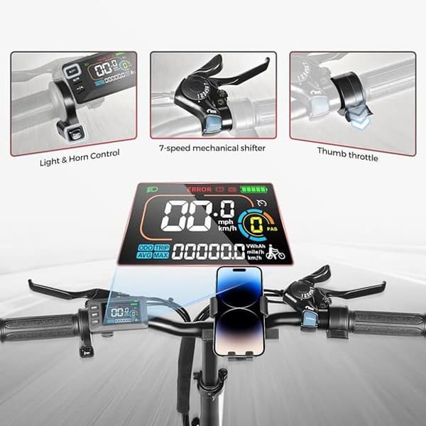 SAMEBIKE CY20-FT-BK 250W E-Bike 20 Inch Fat Tire Folding Bike 36 V/13 Ah batteri, maximal räckvidd upp till 60-110 km, Off-Road Mountain,