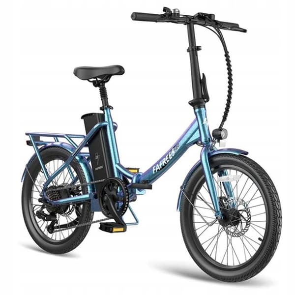 Fafrees F20 Varaktig norrskensblå E-Bike Folding 20 Inch med batteri 36V 18,2A, 250W 25 km/h SHIMANO 7