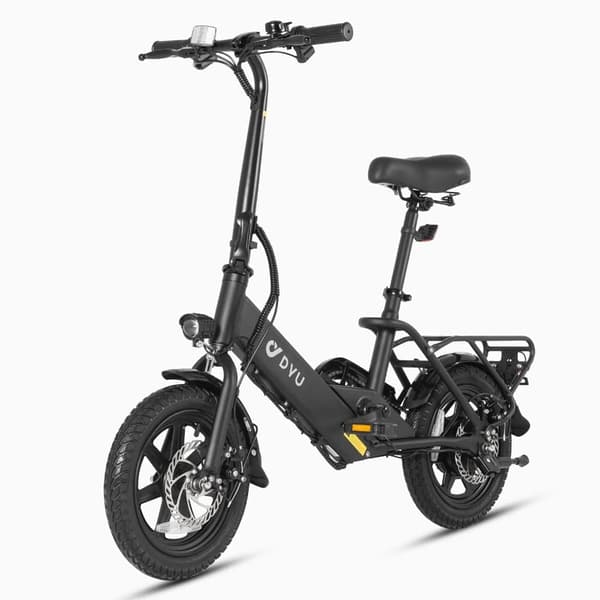 DYU C3 14'' folde elcykel med 250W motor og 7,5AH batteri, pedalstøttet rækkevidde op til 34KM.