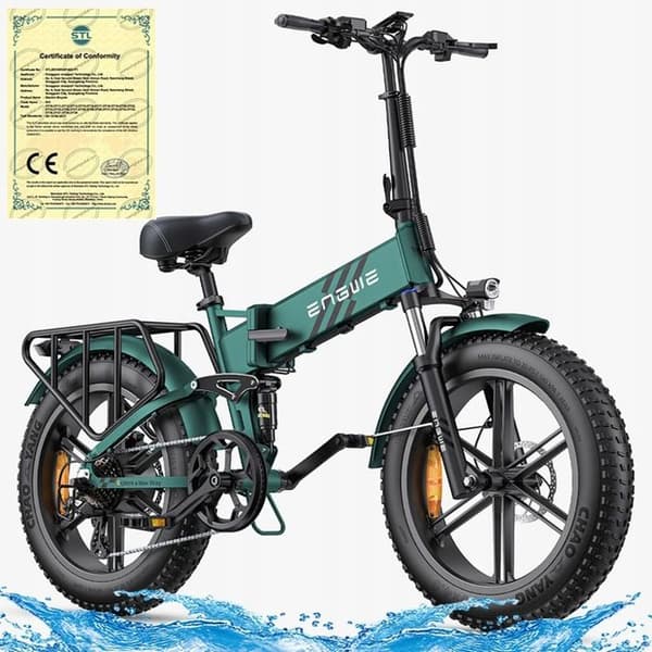 ENGINE PRO 2.0 elcykel 32KM/H 52V 16AH 1200W ram 20'' aluminiumhjul 20" Grön