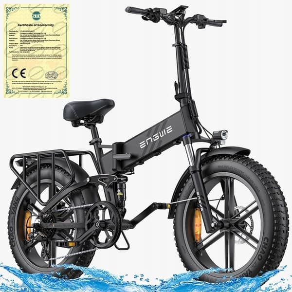 ENGINE PRO 2.0 elcykel 32KM/H 52V 16AH 1200W ram 20'' aluminiumhjul 20" Svart