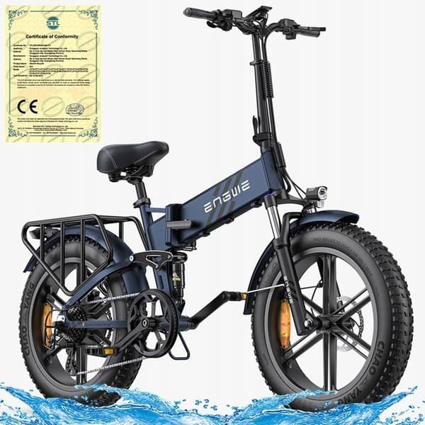ENGINE PRO 2.0 elcykel 32KM/H 52V 16AH 1200W ram 20'' aluminiumhjul 20" Blå