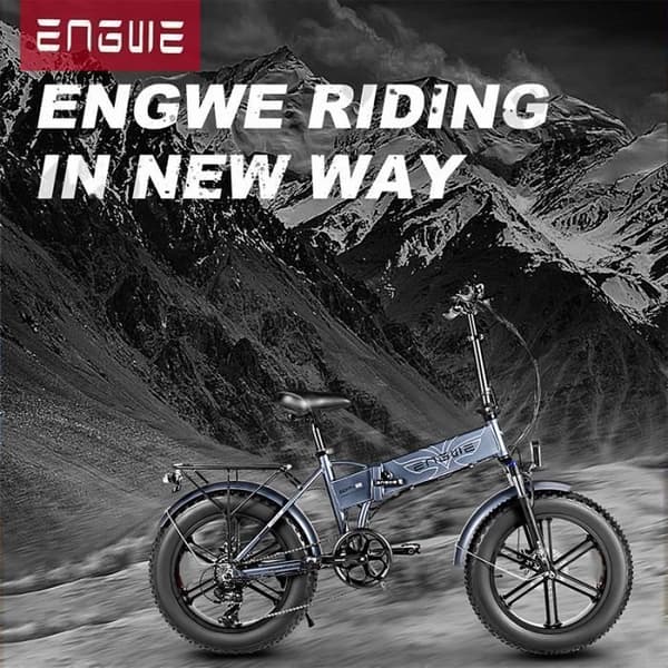 ENGWE EP-2 BOOST - Fällbar Elcykel 20" - Avtagbart batteri 48V 13Ah - Räckvidd 100km - Shimano 7 växlar - Fatbike, Grå
