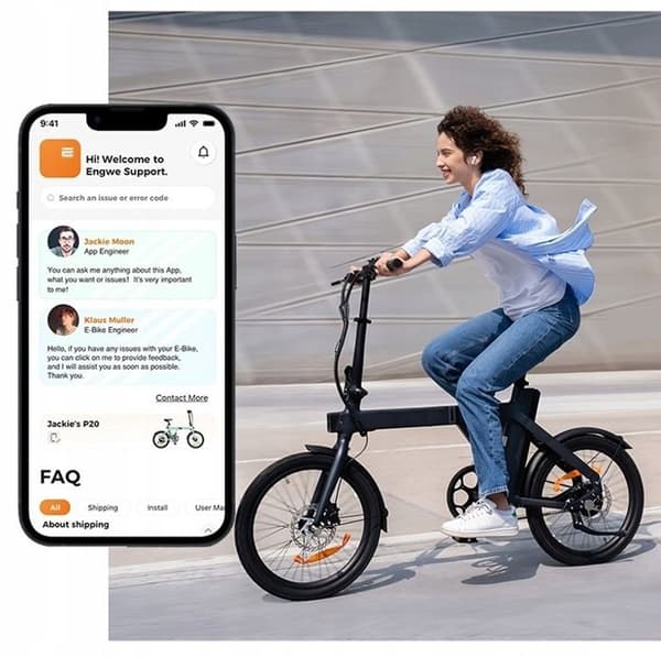 Engwe P20 elcykel 25KM/H 36V 9.6AH 350W hjul 20'' Fällbar elcykel svart