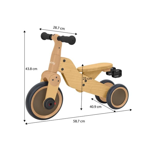 Sunny Walker 2-in-1 1000 Gåcykel för barn - Trä | Gåcykel och 3-hjulig trehjuling | Gåcykel för barn, inomhus/utomhus, pojkar/flickor i åldern 2 till