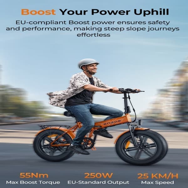 ENGWE EP-2 Boost aikuisten sähköpyörä, kokoontaitettava, 250W moottori, 48V 13AH akku, 20''*4'' rengas, 7 vaihdetta.