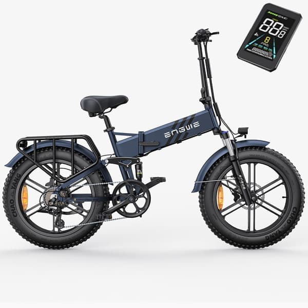 ENGWE Engine Pro 2.0 aikuisten kokoontaittuva sähköpyörä, täysjousitus, 1200W huippumoottori, 16AH akku, 8 vaihdetta, rasvarengas. Sininen