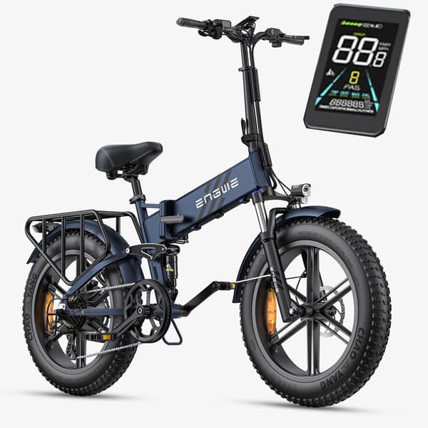 ENGWE Engine Pro 2.0 aikuisten kokoontaittuva sähköpyörä, täysjousitus, 750W moottori, 16AH akku, 8 vaihdetta, rasvarengas,sininen