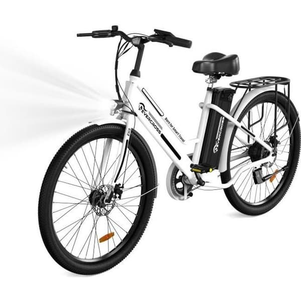 EVERCROSS EK8S Elcykel Lättviktsjärnram 26" - Avtagbart batteri 250W 3 körlägen LCD-skärm Höjdjusterbar - Vit