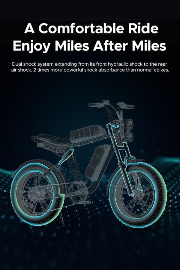 ENGWE M20 elektrisk cykel för vuxna, 20 x 4,0 tum fett däck, 750W 48V 13Ah& 26Ah batteri, ren elektrisk räckvidd 47km&94km, dubbel fjädring