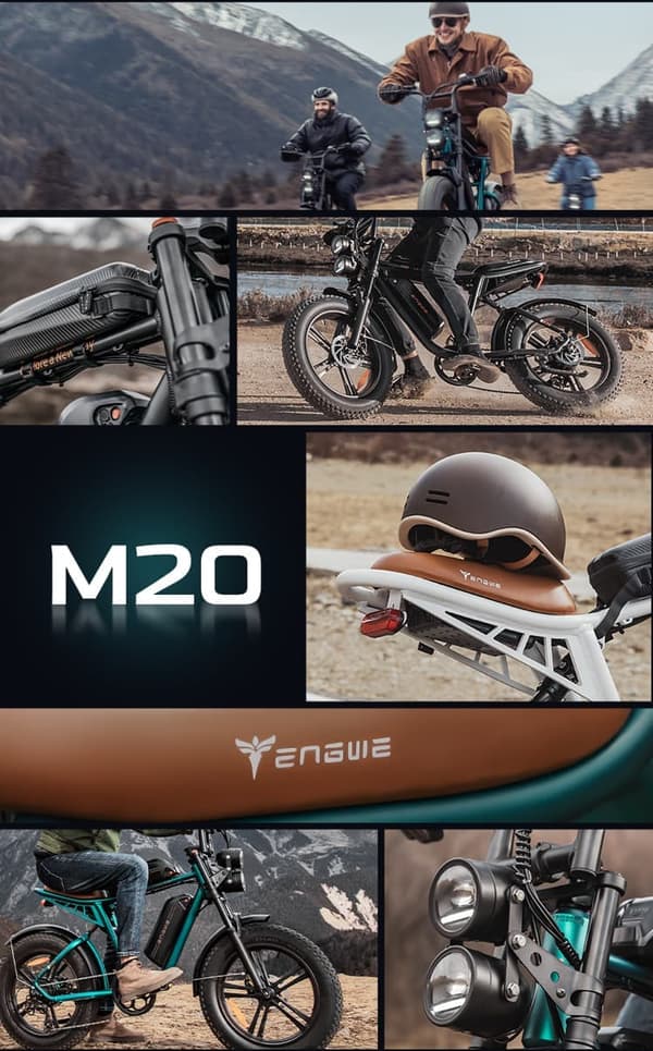 ENGWE M20 elektrisk cykel för vuxna, 20 x 4,0 tum fett däck, 750W 48V 13Ah& 26Ah batteri, ren elektrisk räckvidd 47km&94km, dubbel fjädring