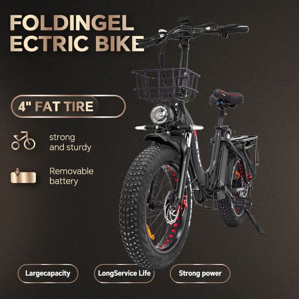 Elcykel DrVetion CT20 för vuxna, hopfällbar, 750W motor, 15ah/20ah Samsung batteri, oljebroms, 20'' fett däck.