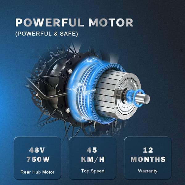 Elcykel DrVetion CT20 för vuxna, hopfällbar, 750W motor, 15ah/20ah Samsung batteri, oljebroms, 20'' fett däck.