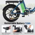 Miniatyrbild 3 av 6: COLORWAY hopfällbar elcykel 20" - 36V/12Ah batteri - 250W motor - 7 hastigheter - Blå