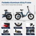 Miniatyrbild 5 av 6: COLORWAY hopfällbar elcykel 20" - 36V/12Ah batteri - 250W motor - 7 hastigheter - Blå