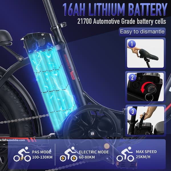 Fafrees F20  hopfällbar elcykel , 250W motor, 36V 16Ah batteri, 20" * 3,0" renkaat,topphastighet 25km/h, lastkapacitet 130kg