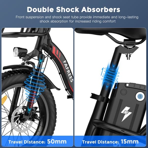 Fafrees F20 MAX hopfällbar elcykel, 500W motor, 48V22.5Ah Samsung batteri, 20 * 4,0" fett däck, tre körlägen