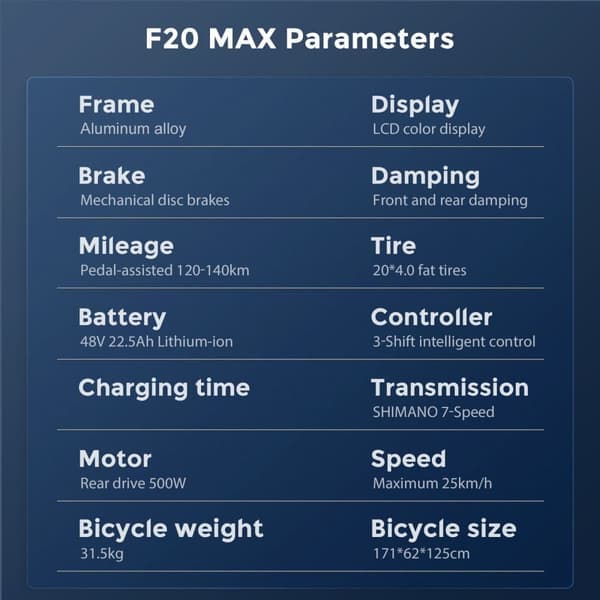Fafrees F20 MAX hopfällbar elcykel, 500W motor, 48V22.5Ah Samsung batteri, 20 * 4,0" fett däck, tre körlägen
