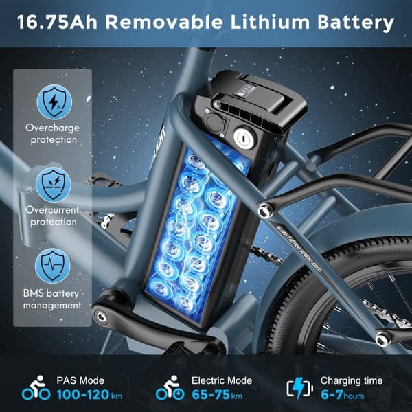 Fafrees F20Light Electric Bike 20 tum, 36V/16,75 Ah batteri, 250W motor, räckvidd upp till 65 – 120 km, hopfällbar