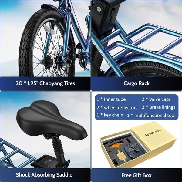Fafrees F20Lasting- 250W hopfällbar elcykel 20-tums, 36 V 18.2Ah batteri, topphastighet 25 km/h, Shimano 7-växlad växellåda