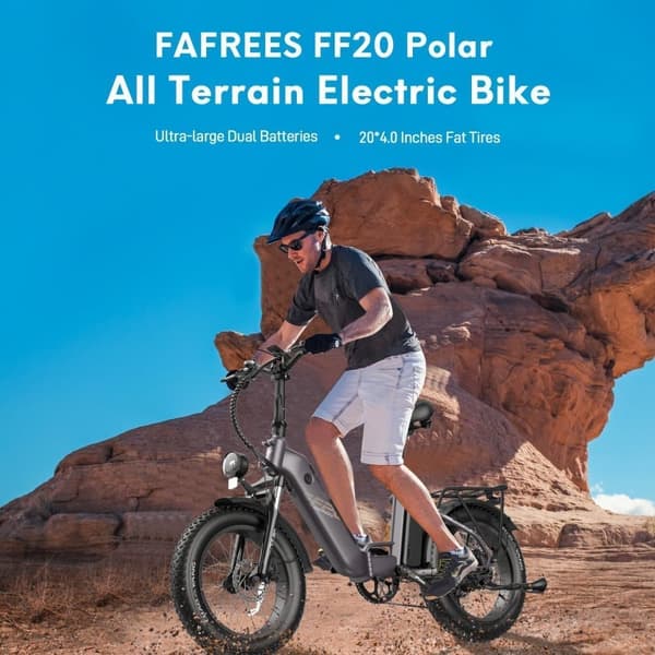 Fafrees FF20 Polar- hopfällbar cykel 20 tum med 48 V 10,4 Ah x 2 batterier,500 W motor och tre körlägen
