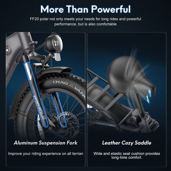 Fafrees FF20 Polar- hopfällbar cykel 20 tum med 48 V 10,4 Ah x 2 batterier,500 W motor och tre körlägen