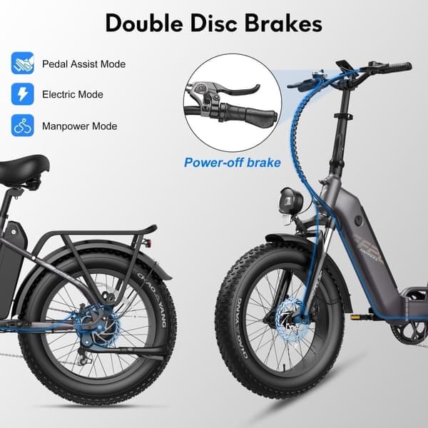 Fafrees FF20 Polar foldecykel 20 tommer med 48 V 10.4 Ah x 2 batterier, maksimal hastighed er 40 km / t, 500 W motor og tre køretilstande