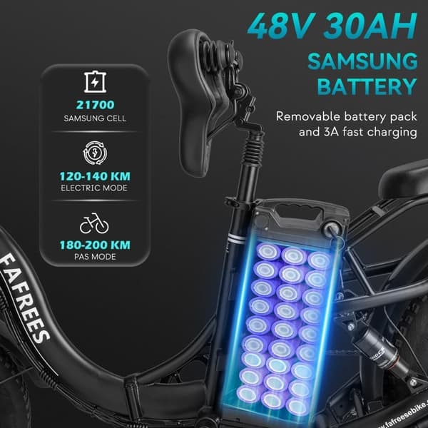 Fafrees F20 X-MAX hopfällbar elcykel 20 tum, 750W motor, 48 V 30 Ah Samsung batteri, 4.0 feta däck lastkapacitet 150 kg