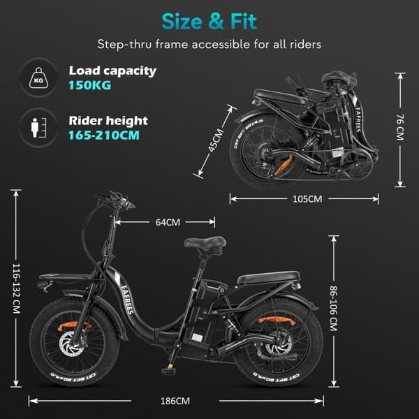 Fafrees F20 X-MAX hopfällbar elcykel 20 tum, 750W motor, 48 V 30 Ah Samsung batteri, 4.0 feta däck lastkapacitet 150 kg