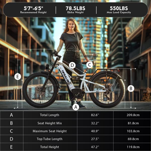 Tifgalop ES7 elcykel 26 tum, 750W motor, 52V19Ah batteri, räckvidd 45-90km, främre och bakre dubbla stötdämpare